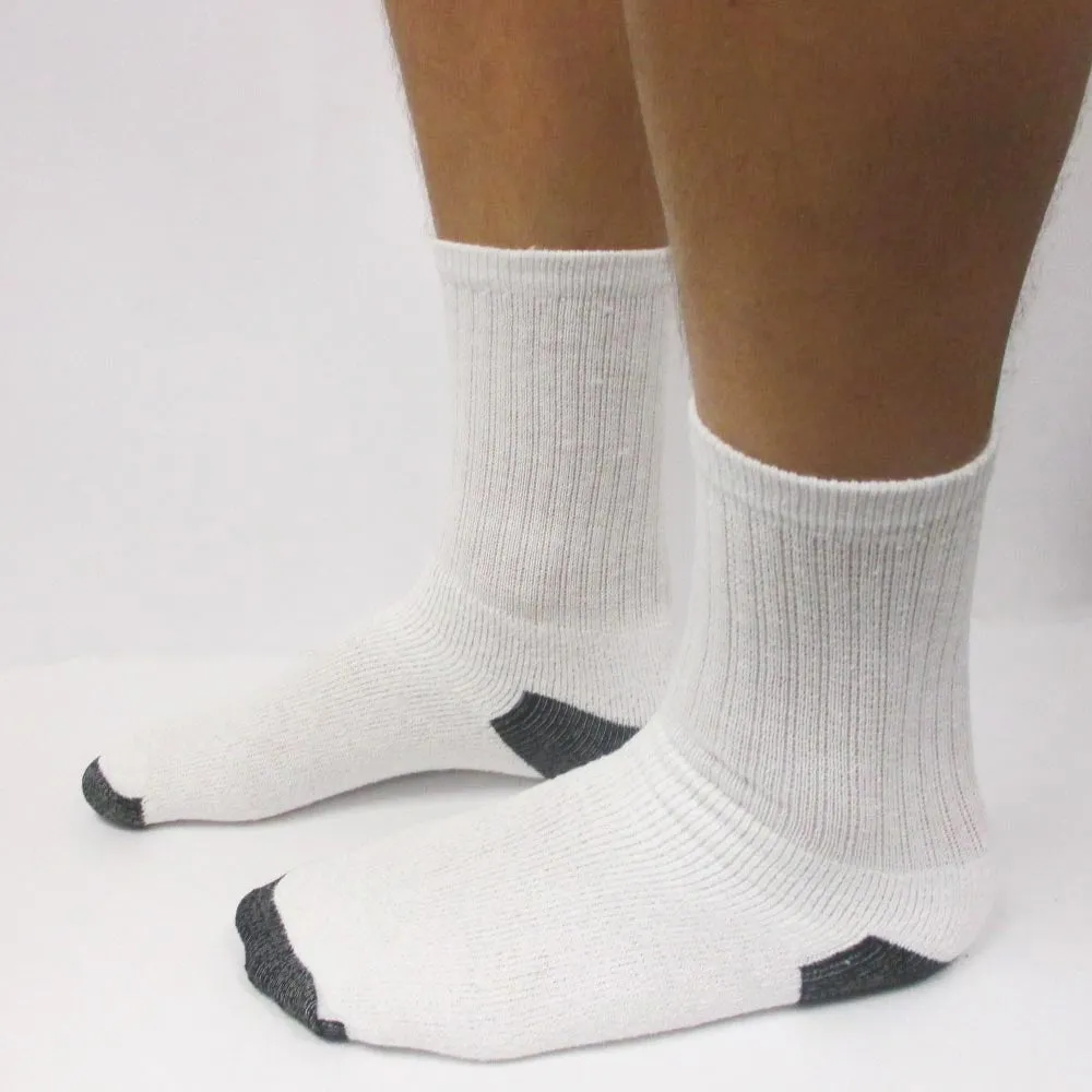 12 Pairs Mens Sports Crew Socks Cotton Calf Cushioned Athletics White Size 10-13