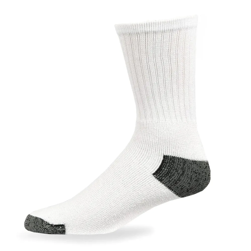 12 Pairs Mens Sports Crew Socks Cotton Calf Cushioned Athletics White Size 10-13