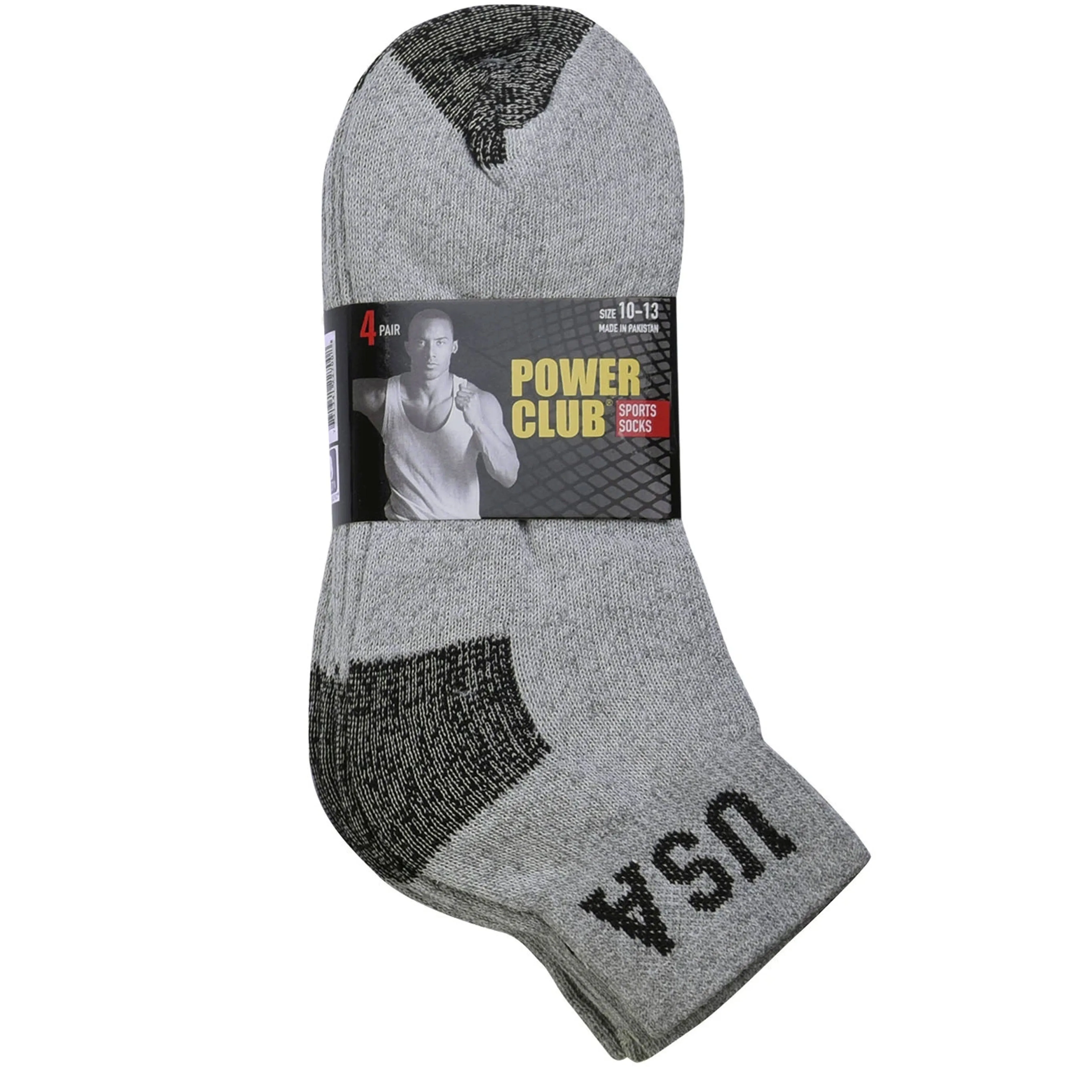 4 Pairs Mens USA Ankle Quarter Socks Cushioned Grey Athletic Sports 10-13 Cotton