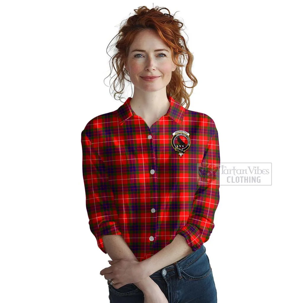 Abernethy Tartan Women's Casual Shirt with Family Crest Celtic Skull Style