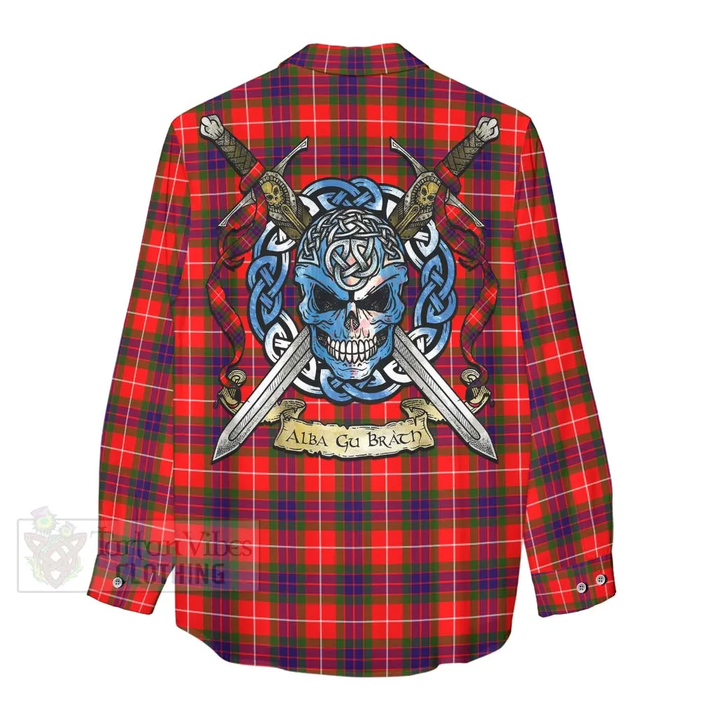 Abernethy Tartan Women's Casual Shirt with Family Crest Celtic Skull Style