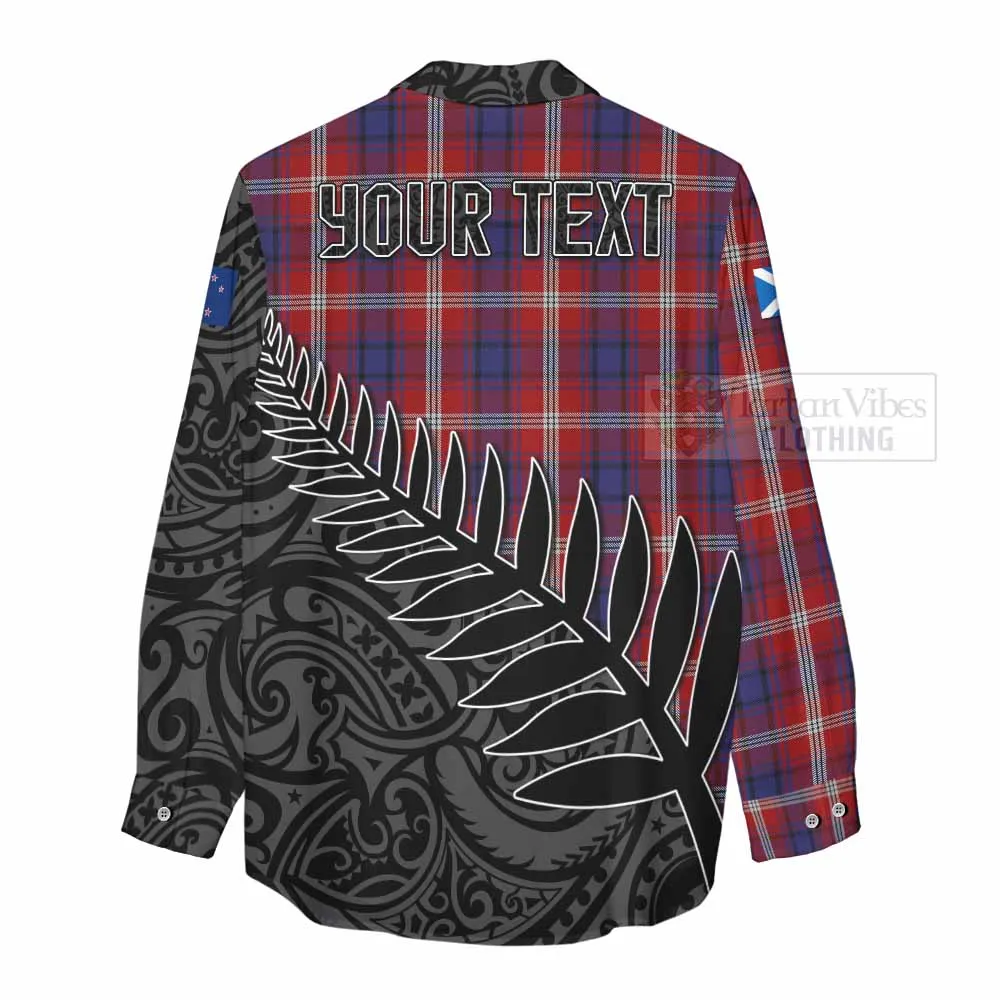 Ainslie Crest Tartan Women's Casual Shirt with New Zealand Silver Fern Half Style