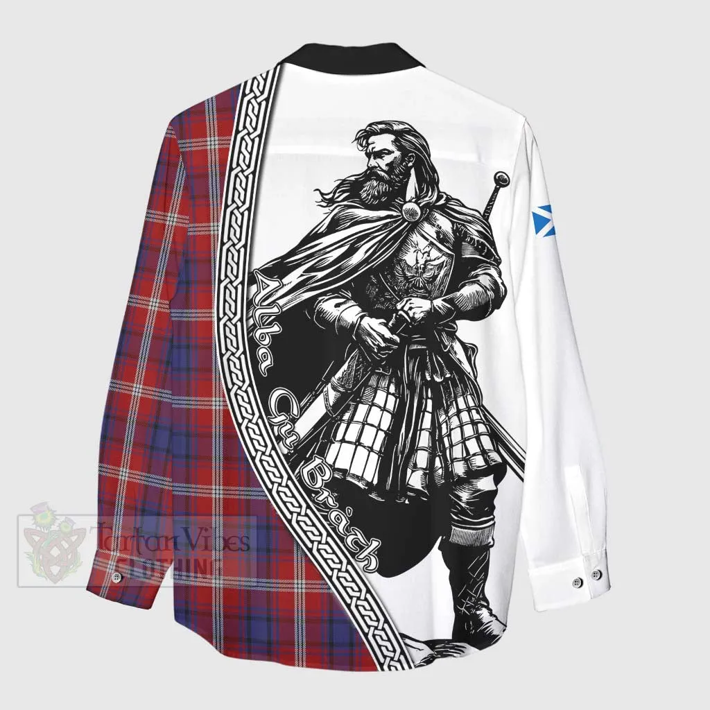 Ainslie Tartan Clan Crest Women's Casual Shirt with Highlander Warrior Celtic Style