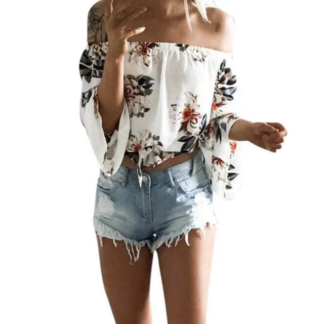 Casual Long Sleeve Off Shoulder Loose Shirt