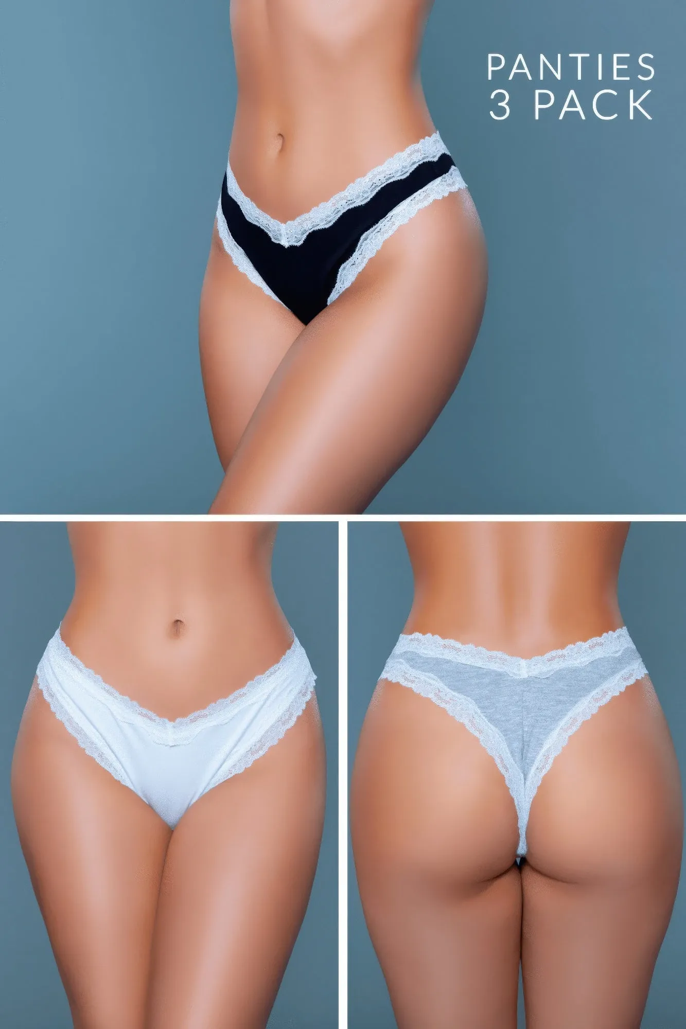 Delicate Lace Detail Sam Thong - 3 Pack