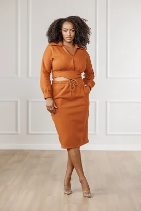 FINAL SALE - Aliya Side Zip Skirt - Cognac