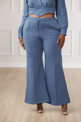 FINAL SALE - Quinnley Seamed Flare Pants - Steel Blue
