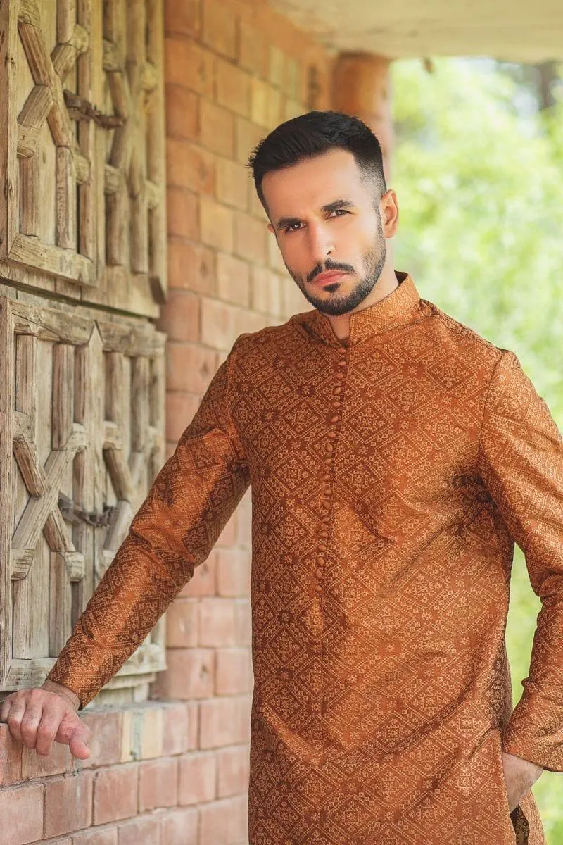 GEM Garments - Gulzar - Kurta - Orange - 1 Piece - Embroidered
