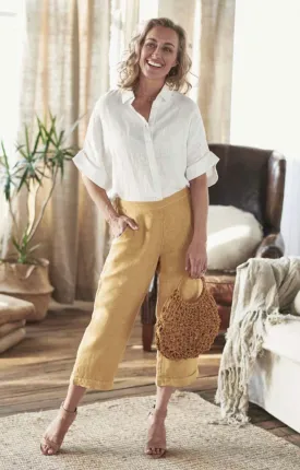 Linen 3/4 Pants Gold