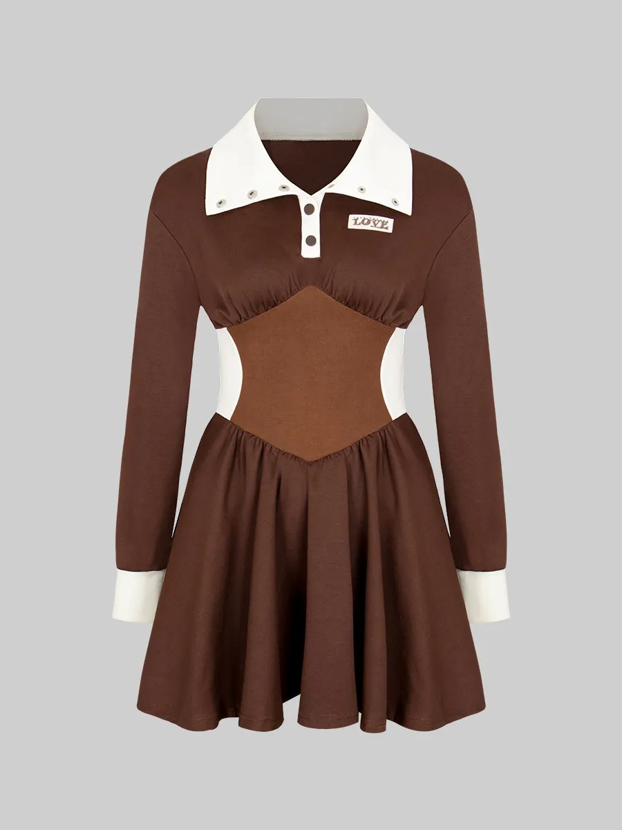 Stretch Pleated Coffee Dress
