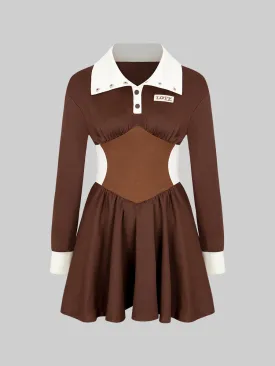 Stretch Pleated Coffee Dress